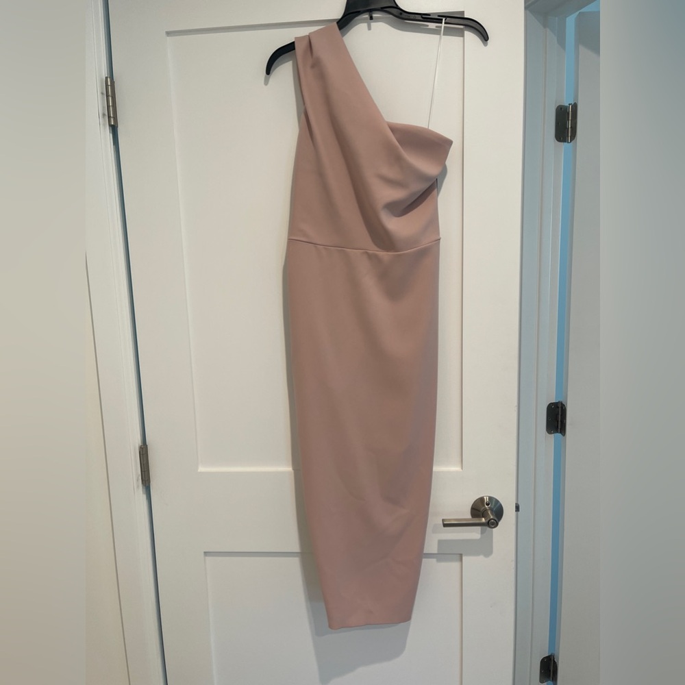 NWT - Nicole Bakti Aida Midi Dress One Shoulder Ruffle Back Size 8